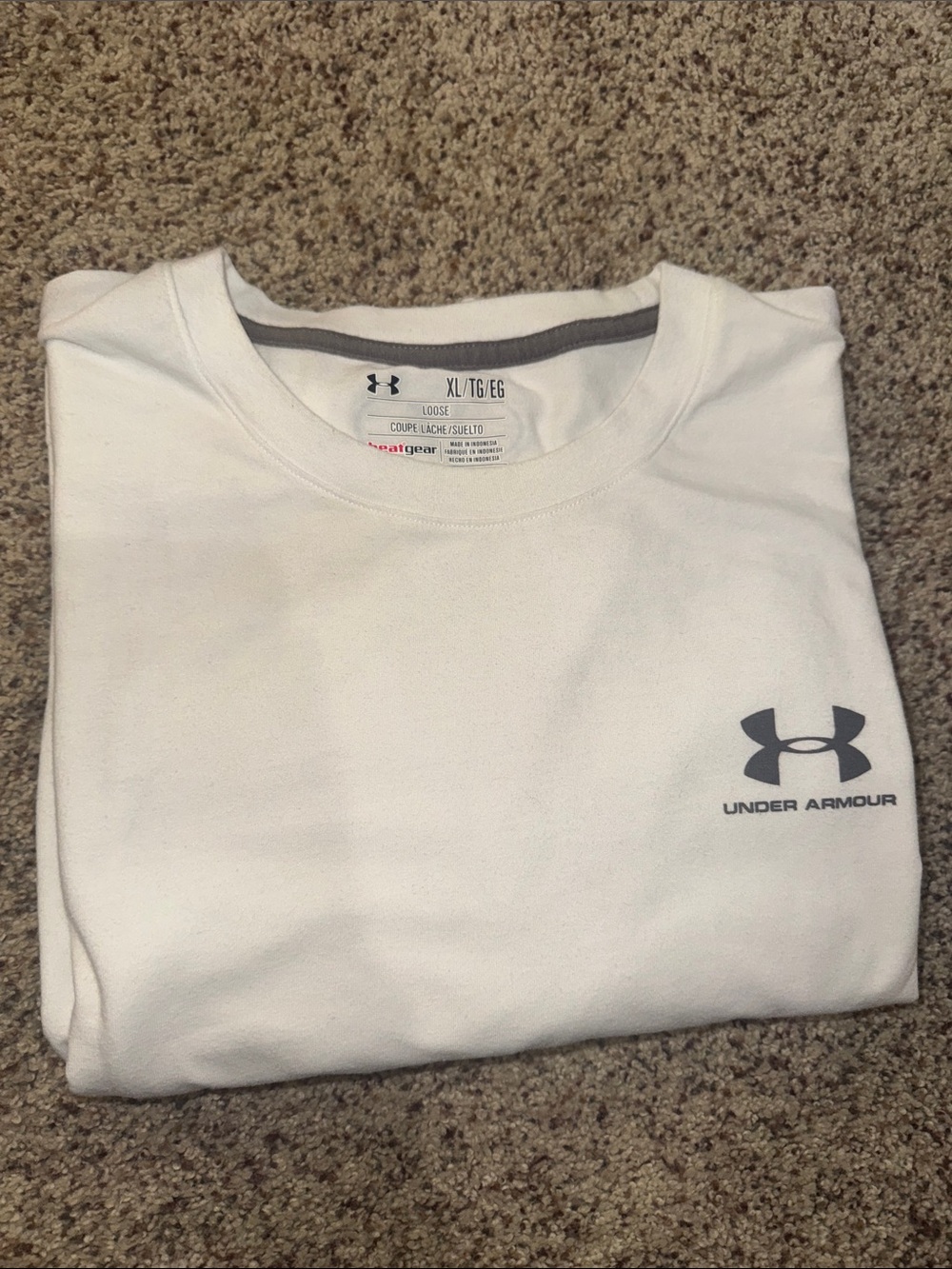 Under Armour Men's White Crewneck T-Shirt with Gray Logo